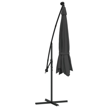 Umbrelă în consolă cu LED și stâlp din metal, antracit, 350 cm - Img 7