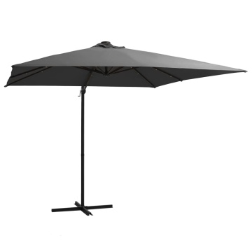 Umbrelă în consolă cu LED, stâlp din oțel, antracit, 250x250 cm - Img 1