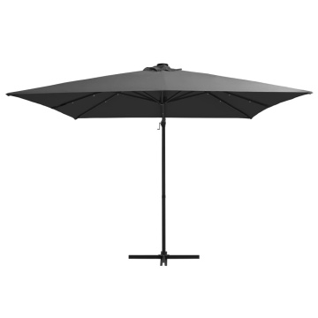 Umbrelă în consolă cu LED, stâlp din oțel, antracit, 250x250 cm - Img 2
