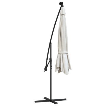 Umbrelă în consolă cu LED-uri și stâlp metalic, nisipiu, 350 cm - Img 7