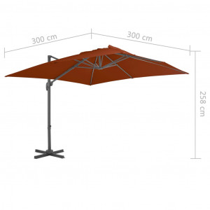 Umbrelă în consolă cu stâlp din aluminiu, cărămiziu, 300x300 cm - Img 7