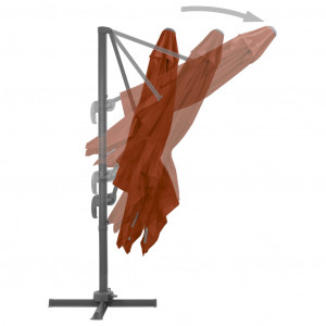 Umbrelă în consolă cu stâlp din aluminiu, cărămiziu, 300x300 cm - Img 8