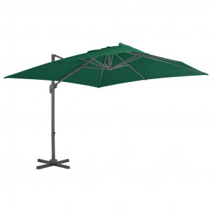 Umbrelă în consolă cu stâlp din aluminiu, verde, 300x300 cm - Img 1