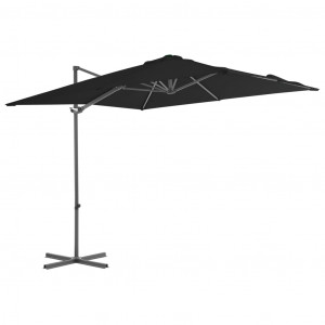 Umbrelă în consolă cu stâlp din oțel, negru, 250x250 cm - Img 1