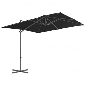 Umbrelă în consolă cu stâlp din oțel, negru, 250x250 cm - Img 3