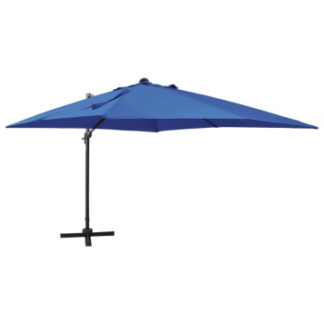 Umbrelă în consolă cu stâlp și LED-uri, albastru azur, 300 cm - Img 1