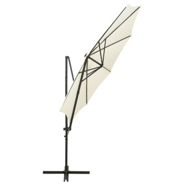 Umbrelă în consolă cu stâlp și LED-uri, nisipiu, 300 cm - Img 2