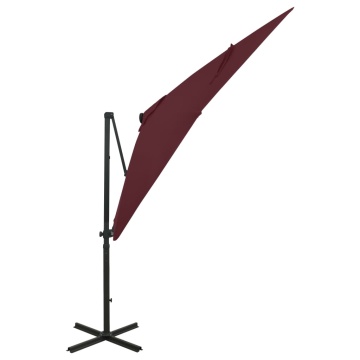 Umbrelă în consolă cu stâlp și LED-uri, roșu bordo, 250 cm - Img 2