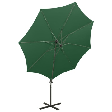 Umbrelă în consolă cu stâlp și LED-uri, verde, 300 cm - Img 4