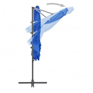 Umbrelă în consolă stâlp din oțel, albastru azuriu, 250x250 cm - Img 5