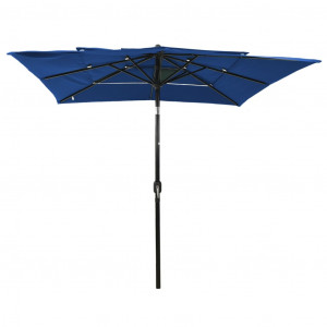Umbrelă soare 3 niveluri, stâlp de aluminiu, azuriu, 2,5x2,5 m - Img 3