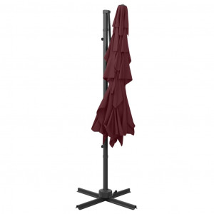 Umbrelă soare 4 niveluri stâlp aluminiu roșu bordo 250x250 cm - Img 5