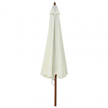Umbrelă soare de exterior, stâlp din lemn, alb nisipiu, 330 cm - Img 3