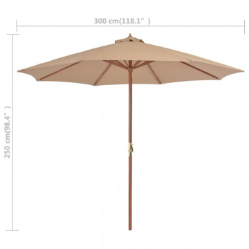 Umbrelă soare de exterior, stâlp metalic, 300 cm, gri taupe - Img 6