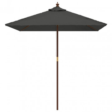 Umbrelă soare de grădină stâlp din lemn antracit 198x198x231 cm - Img 3