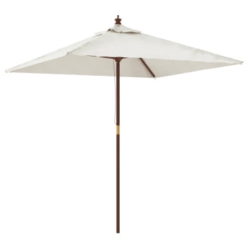 Umbrelă soare de grădină stâlp din lemn nisipiu 198x198x231 cm - Img 2