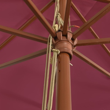 Umbrelă soare de grădină stâlp din lemn, roșu bordo, 400x273 cm - Img 5