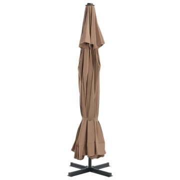 Umbrelă soare exterior cu stâlp aluminiu gri taupe 500 cm - Img 4