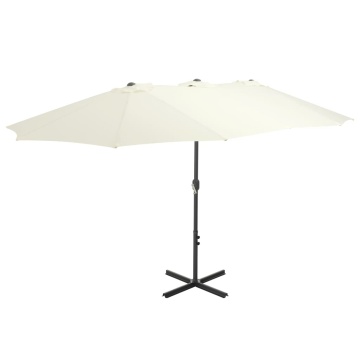 Umbrelă soare exterior, stâlp aluminiu, nisipiu, 460 x 270 cm - Img 1