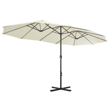 Umbrelă soare exterior, stâlp aluminiu, nisipiu, 460 x 270 cm - Img 4