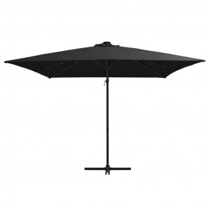 Umbrelă suspendată cu LED și stâlp din oțel, negru, 250x250 cm - Img 3