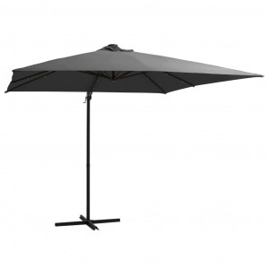 Umbrelă suspendată cu LED, stâlp din oțel, antracit, 250x250 cm - Img 1