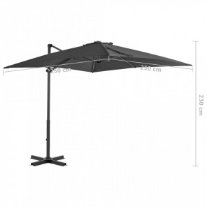 Umbrelă suspendată cu stâlp din aluminiu, antracit, 250x250 cm - Img 7