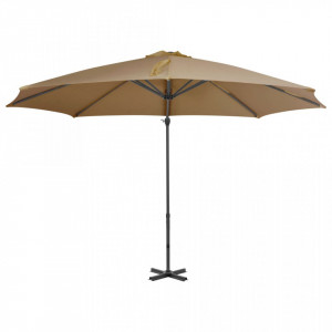Umbrelă suspendată cu stâlp din aluminiu, gri taupe, 300 cm - Img 3