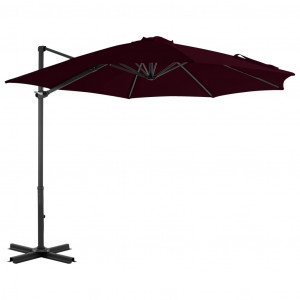 Umbrelă suspendată cu stâlp din aluminiu, roșu, 300 cm - Img 1