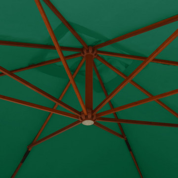 Umbrelă suspendată cu stâlp din lemn, verde, 400x300 cm - Img 8