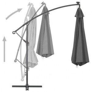 Umbrelă suspendată cu stâlp din oțel, antracit, 300 cm - Img 5