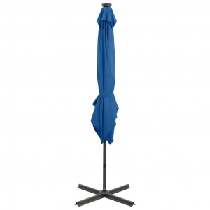 Umbrelă suspendată cu stâlp și LED-uri, albastru azuriu, 250 cm - Img 7
