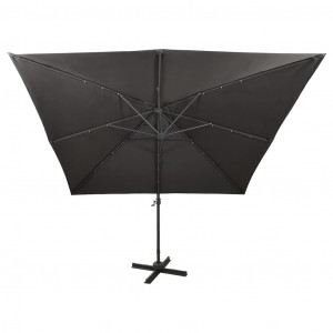 Umbrelă suspendată cu stâlp și LED-uri, antracit, 300 cm - Img 6