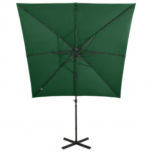 Umbrelă suspendată cu stâlp și LED-uri, verde, 250 cm - Img 5