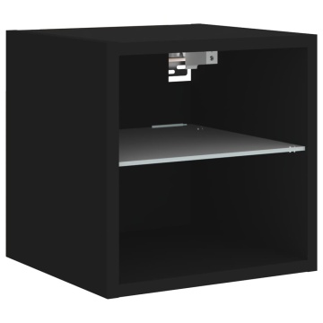 Unități de perete TV cu LED-uri, 7 piese, negru, lemn prelucrat - Img 6
