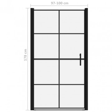 Ușă de duș, negru, 100 x 178 cm, sticlă securizată - Img 5