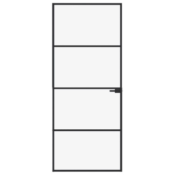 Ușă de interior negru 83x201,5 cm sticlă securiz./aluminiu slim - Img 3