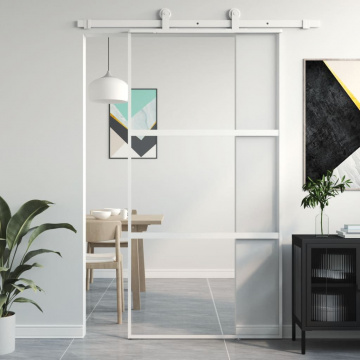Ușă glisantă, alb, 102,5x205 cm, sticlă securizată/aluminiu - Img 1