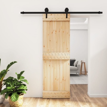 Ușă glisantă cu set de feronerie 70x210 cm, lemn masiv de pin - Img 1