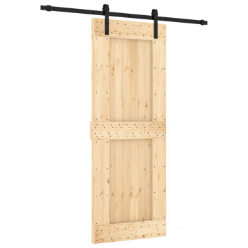 Ușă glisantă cu set de feronerie 80x210 cm, lemn masiv de pin - Img 2