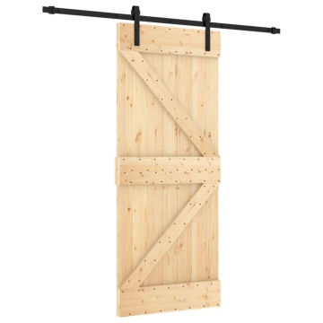 Ușă glisantă cu set de feronerie 85x210 cm, lemn masiv de pin - Img 2
