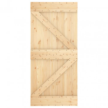 Ușă glisantă cu set de feronerie 95x210 cm, lemn masiv de pin - Img 4