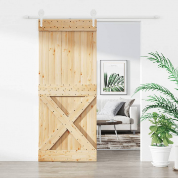 Ușă glisantă cu set feronerie, 100x210 cm, lemn masiv de pin - Img 1