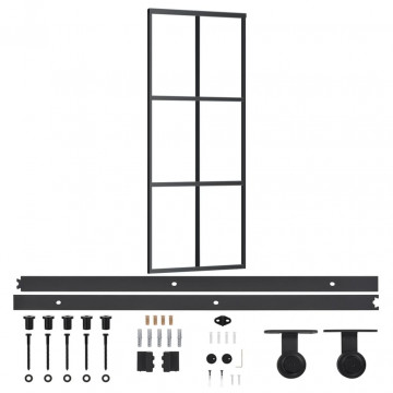 Ușă glisantă cu set feronerie, 76x205 cm, sticlă ESG/aluminiu - Img 2