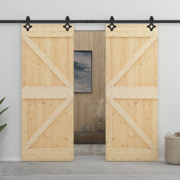 Ușă glisantă cu set feronerie, 80 x 210 cm, lemn masiv de pin - Img 1
