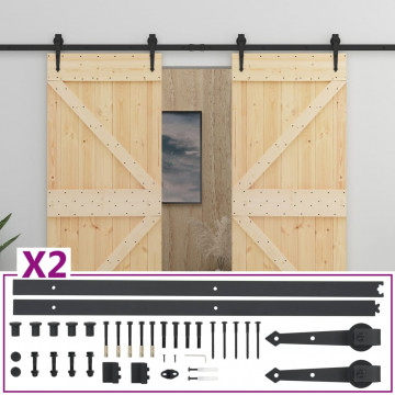 Ușă glisantă cu set feronerie, 90 x 210 cm, lemn masiv de pin - Img 2