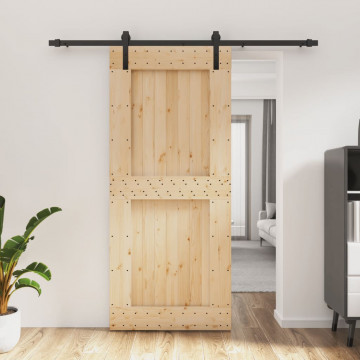 Ușă glisantă cu set feronerie, 90x210 cm, lemn masiv de pin - Img 1