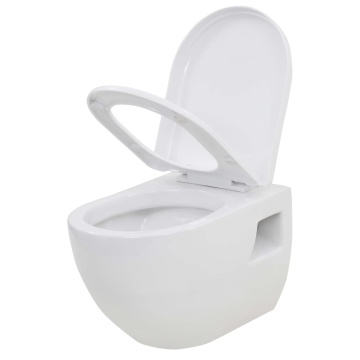 Vas toaletă suspendat cu rezervor încastrat înalt, ceramică - Img 5