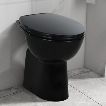 Vas WC fără ramă închidere silențioasă, + 7 cm, negru, ceramică - Img 1