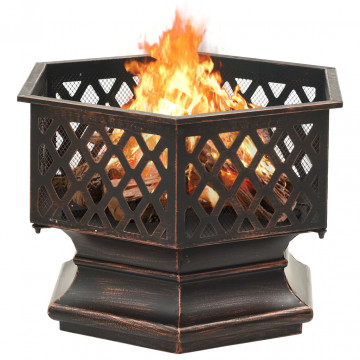 Vatră de foc rustică, cu vătrai, 62x54x56 cm oțel, XXL - Img 3